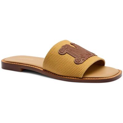 MM Klapki GENE z dodatkiem skóry camel 37 MM Klapki GENE z dodatkiem skóry camel 37