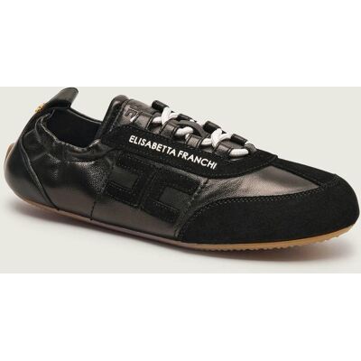 Elisabetta Franchi Skórzane sneakersy zamsz czarny 37 Elisabetta Franchi Skórzane sneakersy zamsz czarny 37