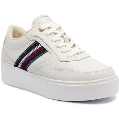 Tommy Hilfiger Skórzane sneakersy ecru 40 Tommy Hilfiger Skórzane sneakersy ecru 40