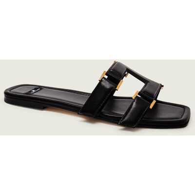 Elisabetta Franchi Skórzane klapki czarny 39 Elisabetta Franchi Skórzane klapki czarny 39