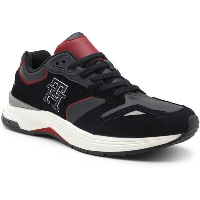Tommy Hilfiger Sneakersy MONOGRAM z dodatkiem skóry granatowy 40 Tommy Hilfiger Sneakersy MONOGRAM z dodatkiem skóry granatowy 40