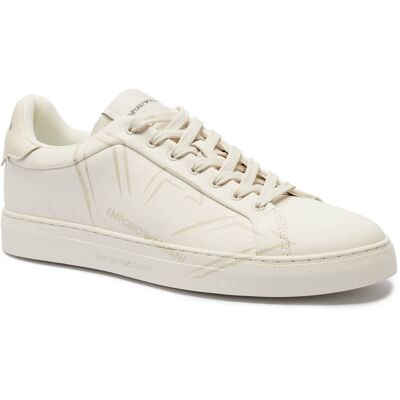 Giorgio Armani Emporio Armani Skórzane sneakersy ecru 44 Giorgio Armani Emporio Armani Skórzane sneakersy ecru 44
