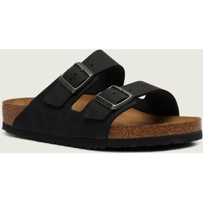 Birkenstock Skórzane klapki Arizona regular fit soft footbed czarny 42 Birkenstock Skórzane klapki Arizona regular fit soft footbed czarny 42