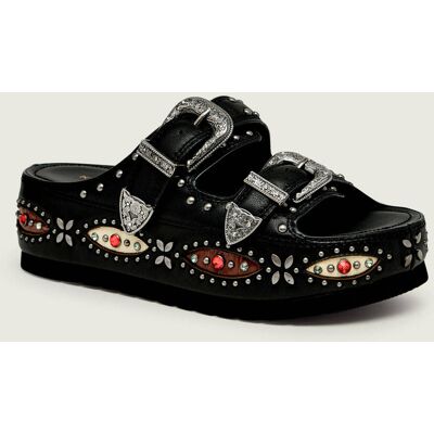 Kurt Geiger Skórzane klapki Western Buckle czarny 37 Kurt Geiger Skórzane klapki Western Buckle czarny 37