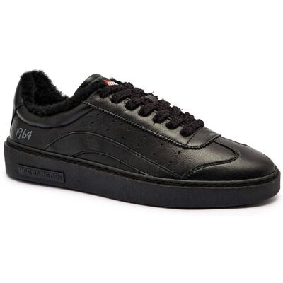 Dsquared2 Skórzane sneakersy Rider shearling czarny 43 Dsquared2 Skórzane sneakersy Rider shearling czarny 43