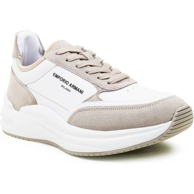 Giorgio Armani Emporio Armani Skórzane sneakersy zamsz biały 38 Giorgio Armani Emporio Armani Skórzane sneakersy zamsz biały 38