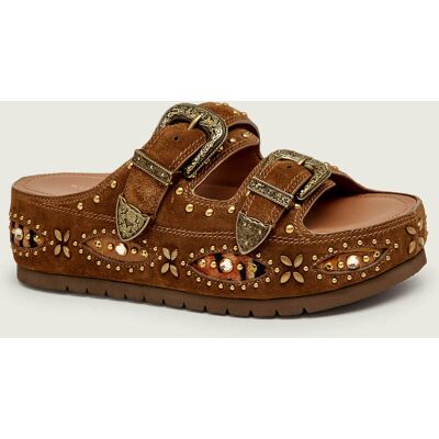 Kurt Geiger Klapki Western Buckle zamsz brązowy 36 Kurt Geiger Klapki Western Buckle zamsz brązowy 36