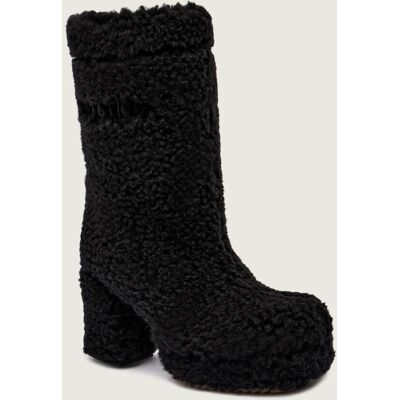 INUIKII Wełniane kozaki na słupku CURLY HIGH z dodatkiem skóry shearling czarny 36 INUIKII Wełniane kozaki na słupku CURLY HIGH z dodatkiem skóry shearling czarny 36