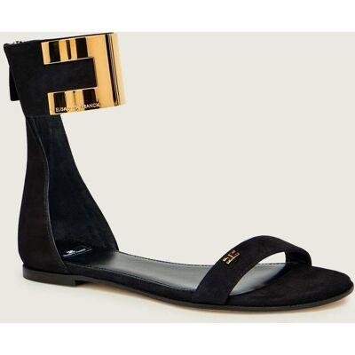 Elisabetta Franchi Sandały zamsz czarny 37 Elisabetta Franchi Sandały zamsz czarny 37