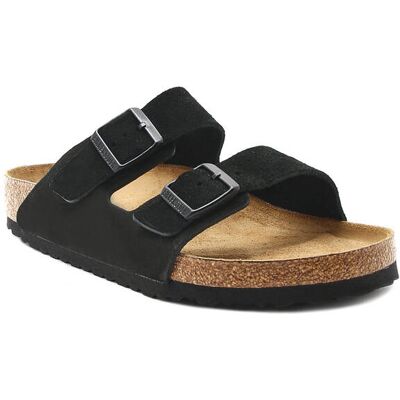 Birkenstock Klapki Arizona zamsz regular fit soft footbed czarny 43 Birkenstock Klapki Arizona zamsz regular fit soft footbed czarny 43