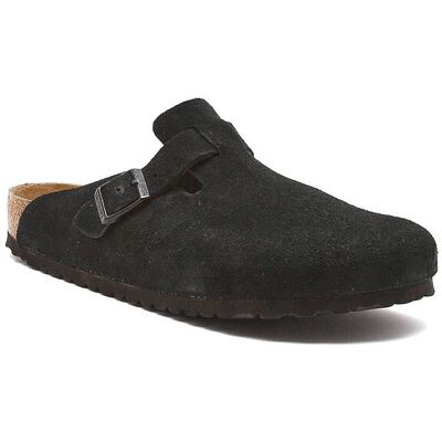 Birkenstock Skórzane obuwie domowe Boston SFB VL czarny 43 Birkenstock Skórzane obuwie domowe Boston SFB VL czarny 43