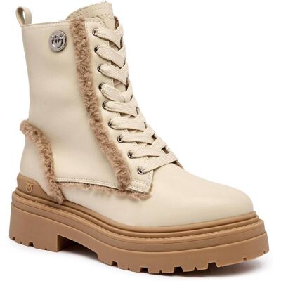 Pinko Skórzane botki MIA 18 shearling ecru 37 Pinko Skórzane botki MIA 18 shearling ecru 37