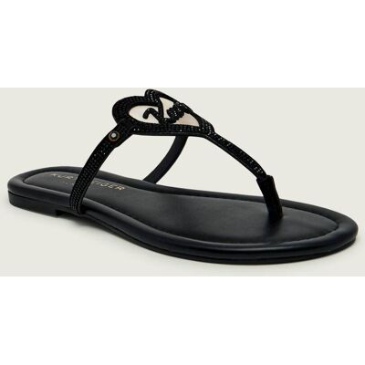 Kurt Geiger Japonki KURT HEART T-BAR zamsz czarny 37 Kurt Geiger Japonki KURT HEART T-BAR zamsz czarny 37
