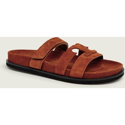 TORY BURCH Klapki INES zamsz brązowy 39 TORY BURCH Klapki INES zamsz brązowy 39