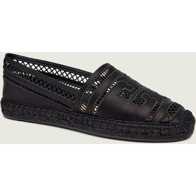 TORY BURCH Espadryle Open Weave z dodatkiem skóry czarny 38 TORY BURCH Espadryle Open Weave z dodatkiem skóry czarny 38