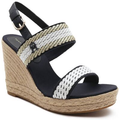 Tommy Hilfiger Koturny GOLDEN WEBBING WEDGE granatowy 40 Tommy Hilfiger Koturny GOLDEN WEBBING WEDGE granatowy 40