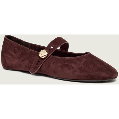 TORY BURCH Baleriny Romy Mary Jane zamsz brązowy 41 TORY BURCH Baleriny Romy Mary Jane zamsz brązowy 41