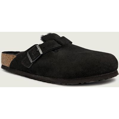 Birkenstock Mule Boston shearling zamsz z dodatkiem wełny czarny 42 Birkenstock Mule Boston shearling zamsz z dodatkiem wełny czarny 42