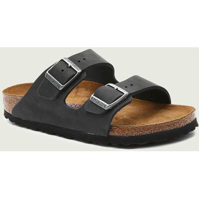 Birkenstock Skórzane klapki Arizona bs narrow fit grafitowy 37 Birkenstock Skórzane klapki Arizona bs narrow fit grafitowy 37