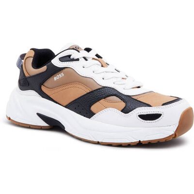 Boss BLACK Skórzane sneakersy Levitt_Runn_lt brązowy 40 Boss BLACK Skórzane sneakersy Levitt_Runn_lt brązowy 40