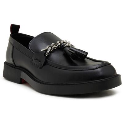 HUGO Skórzane loafersy Iker_mocc_lt czarny 45 HUGO Skórzane loafersy Iker_mocc_lt czarny 45