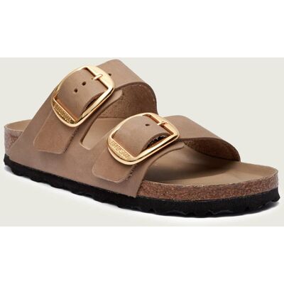 Birkenstock Skórzane klapki Arizona Big Buckle narrow fit beżowy 36 Birkenstock Skórzane klapki Arizona Big Buckle narrow fit beżowy 36