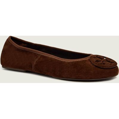 TORY BURCH Baleriny MINNIE TRAVEL zamsz brązowy 40 TORY BURCH Baleriny MINNIE TRAVEL zamsz brązowy 40