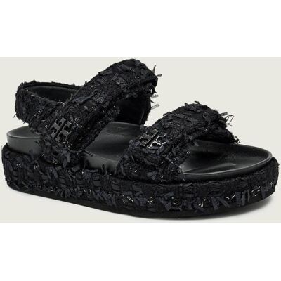 TORY BURCH Wełniane sandały KIRA z dodatkiem skóry granatowy 37 TORY BURCH Wełniane sandały KIRA z dodatkiem skóry granatowy 37
