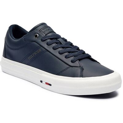 Tommy Hilfiger Skórzane sneakersy VULC granatowy 45 Tommy Hilfiger Skórzane sneakersy VULC granatowy 45