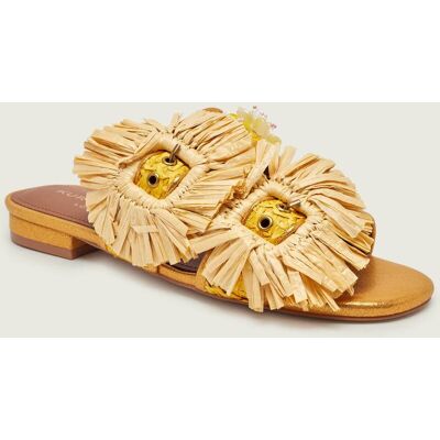 Kurt Geiger Klapki RAFFIA BUCKLE FLAT żółty 37 Kurt Geiger Klapki RAFFIA BUCKLE FLAT żółty 37