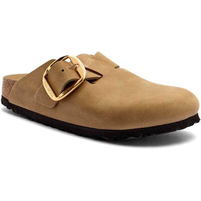 Birkenstock Skórzane mule Boston Big Buckle LEOI narrow fit beżowy 36 Birkenstock Skórzane mule Boston Big Buckle LEOI narrow fit beżowy 36