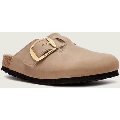 Birkenstock Skórzane klapki Boston BB Shearling z dodatkiem wełny beżowy 36 Birkenstock Skórzane klapki Boston BB Shearling z dodatkiem wełny beżowy 36
