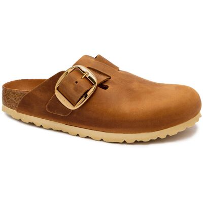 Birkenstock Skórzane mule Boston narrow fit koniakowy 36 Birkenstock Skórzane mule Boston narrow fit koniakowy 36