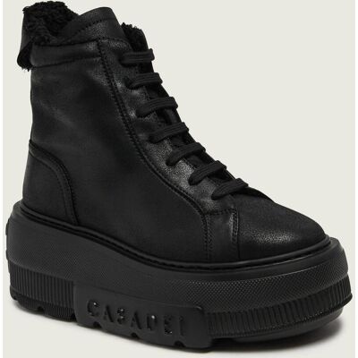 Casadei Skórzane sneakersy shearling czarny 36 Casadei Skórzane sneakersy shearling czarny 36