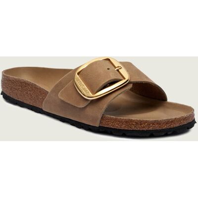 Birkenstock Skórzane klapki Madrid Big Buckle narrow fit beżowy 38 Birkenstock Skórzane klapki Madrid Big Buckle narrow fit beżowy 38