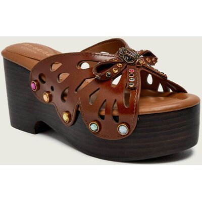 Kurt Geiger Skórzane klapki BUTTERFLY WEDGE brązowy 40 Kurt Geiger Skórzane klapki BUTTERFLY WEDGE brązowy 40