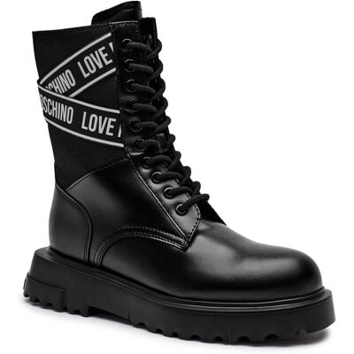 Love Moschino Botki z dodatkiem skóry czarny 36 Love Moschino Botki z dodatkiem skóry czarny 36