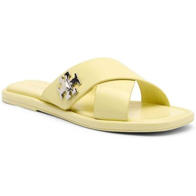 TORY BURCH Skórzane klapki T LOCK żółty 40 TORY BURCH Skórzane klapki T LOCK żółty 40