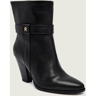 Tommy Hilfiger Skórzane botki na słupku czarny 37 Tommy Hilfiger Skórzane botki na słupku czarny 37