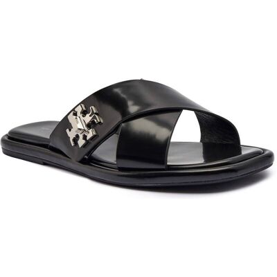 TORY BURCH Skórzane klapki T LOCK czarny 41 TORY BURCH Skórzane klapki T LOCK czarny 41
