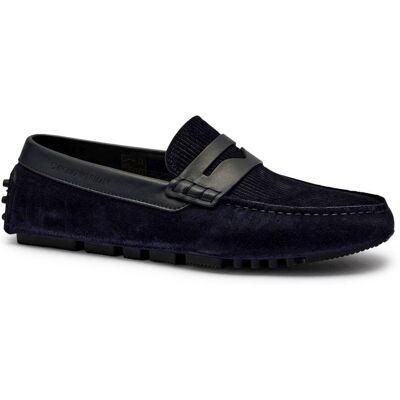 Giorgio Armani Emporio Armani Skórzane mokasyny granatowy 42 Giorgio Armani Emporio Armani Skórzane mokasyny granatowy 42