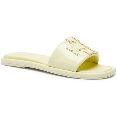 TORY BURCH Skórzane klapki DOUBLE T żółty 36 TORY BURCH Skórzane klapki DOUBLE T żółty 36