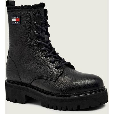 Tommy Jeans Skórzane botki shearling czarny 39 Tommy Jeans Skórzane botki shearling czarny 39