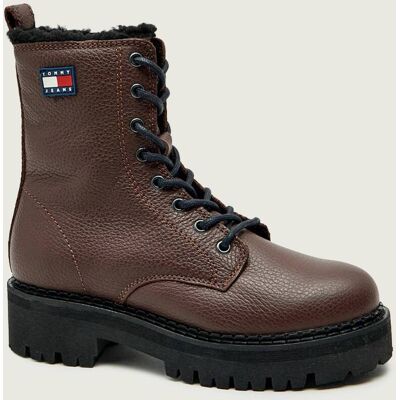 Tommy Jeans Skórzane botki shearling brązowy 37 Tommy Jeans Skórzane botki shearling brązowy 37