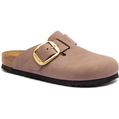 Birkenstock Skórzane mule Boston Big Buckle narrow fit fioletowy 37 Birkenstock Skórzane mule Boston Big Buckle narrow fit fioletowy 37