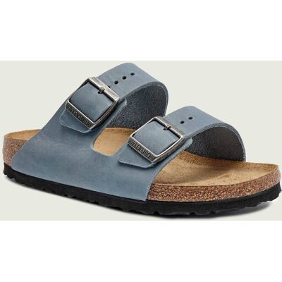 Birkenstock Skórzane klapki Arizona SFB LEOI narrow fit błękitny 39 Birkenstock Skórzane klapki Arizona SFB LEOI narrow fit błękitny 39