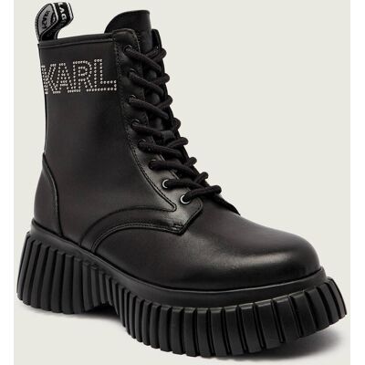 Karl Lagerfeld Skórzane botki KREEPER WEDGE czarny 36 Karl Lagerfeld Skórzane botki KREEPER WEDGE czarny 36