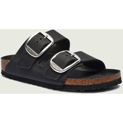 Birkenstock Skórzane klapki Arizona Big Buckle narrow fit czarny 40 Birkenstock Skórzane klapki Arizona Big Buckle narrow fit czarny 40