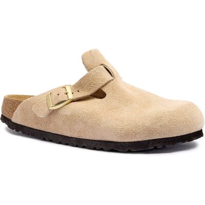 Birkenstock Mule Boston narrow fit zamsz piaskowy 41 Birkenstock Mule Boston narrow fit zamsz piaskowy 41