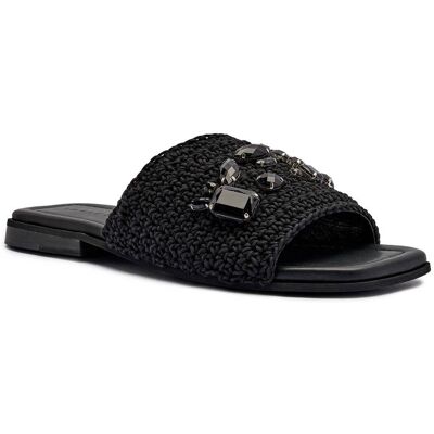 INUIKII Klapki WOVEN STRAP STONES z dodatkiem skóry czarny 36 INUIKII Klapki WOVEN STRAP STONES z dodatkiem skóry czarny 36